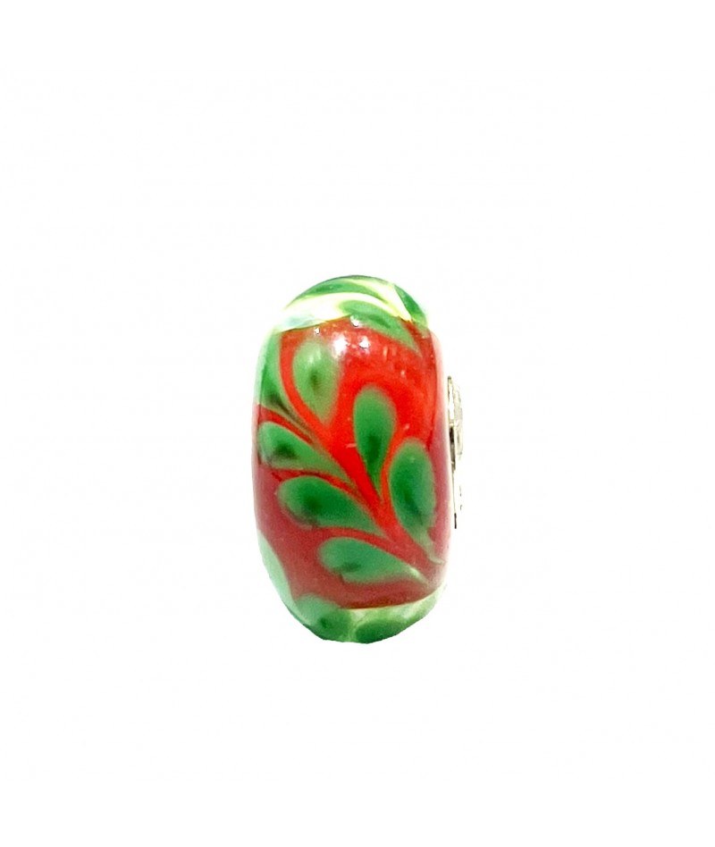 Trollbeads - Beads Unico Rosso con Foglie Verdi